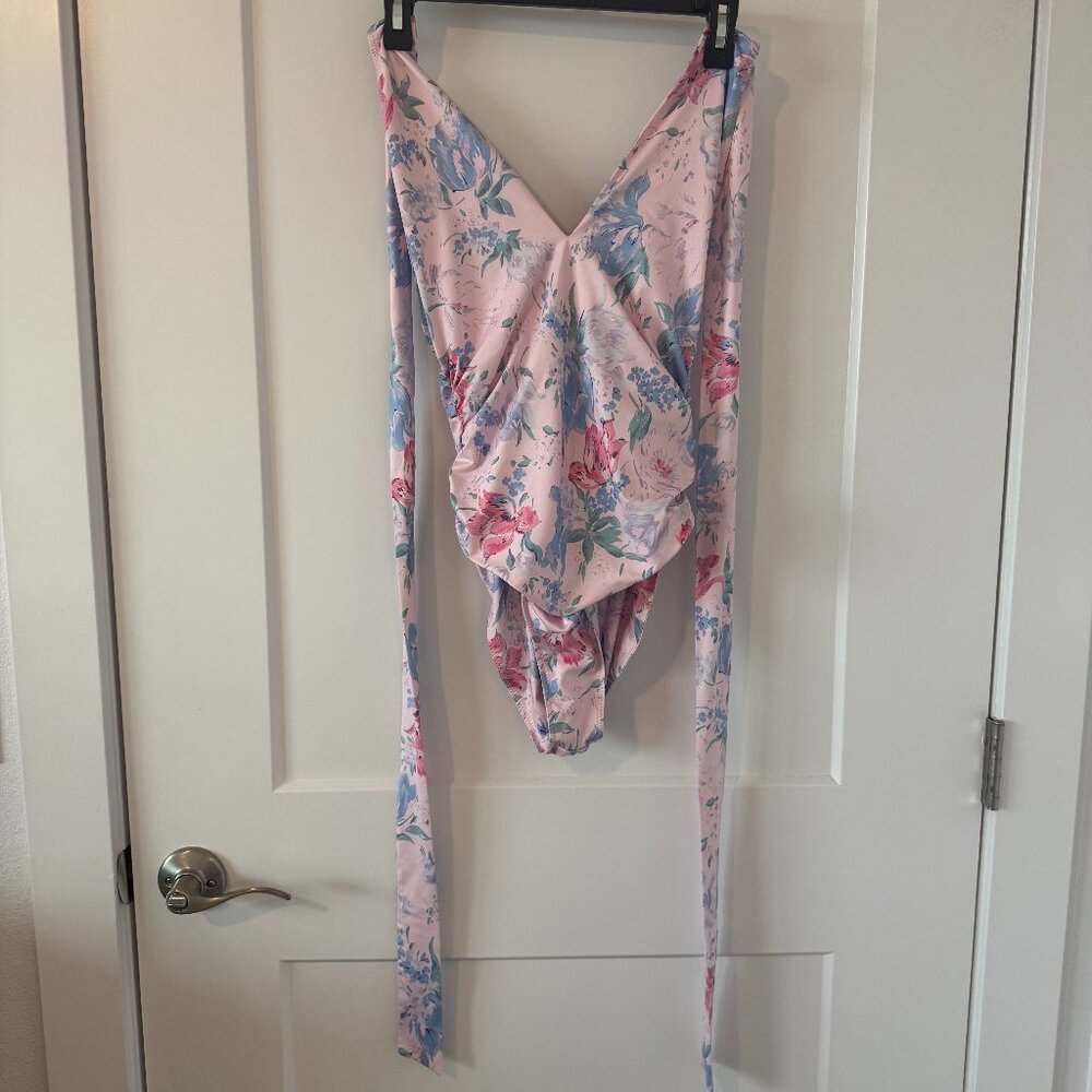 LoveShackFancy Pink Floral One-Piece Swimsuit